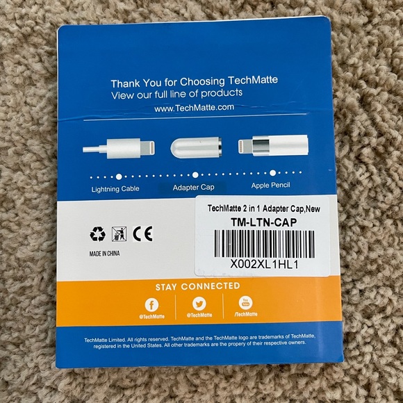 TechMatte Non-Magnetic 2-in-1 Cap, Charging Adapter, Apple Pencil - Picture 2 of 2